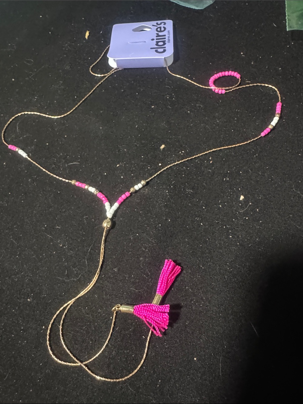 Claire's Hot Pink Beaded Tassel Hair Accessory Set